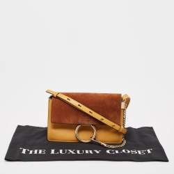 Pre Owned Chloe Mustard/Brown Leather and Suede Small Faye Shoulder Bag
