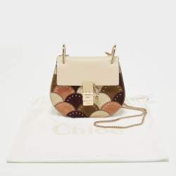 Chloe Multicolor Leather and Suede Studded Patchwork Small Drew Bag