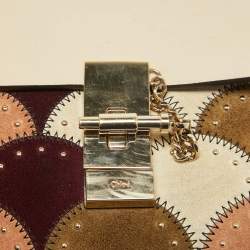 Chloe Multicolor Leather and Suede Studded Patchwork Small Drew Bag