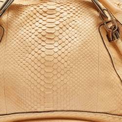 Pre Owned Chloe Yellow Snakeskin and Leather Large Paraty Satchel