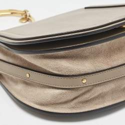 Chloe Grey Leather and Suede Medium Nile Bracelet Shoulder Bag