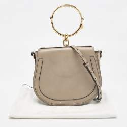 Chloe Grey Leather and Suede Medium Nile Bracelet Shoulder Bag