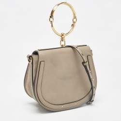 Chloe Grey Leather and Suede Medium Nile Bracelet Shoulder Bag