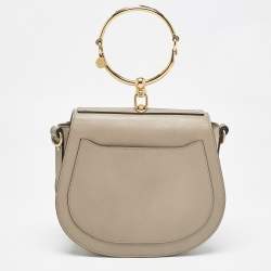 Chloe Grey Leather and Suede Medium Nile Bracelet Shoulder Bag