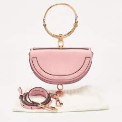 Chloe Pink Leather Small Nile Bracelet Minaudiere Crossbody Bag