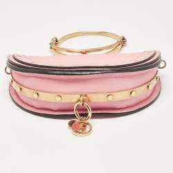 Chloe Pink Leather Small Nile Bracelet Minaudiere Crossbody Bag