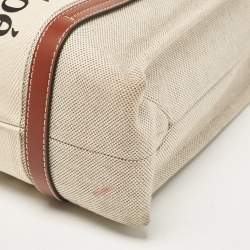 Chloe Beige Canvas and Leather Medium Woody Tote