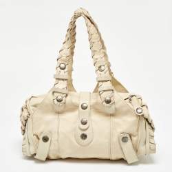 Pre Owned Chloe Cream Leather Silverado Satchel