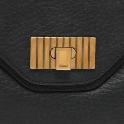 Pre Owned حقيبة كتف كلوي سالي بقلاب جلد أسود محبب متوسطة 