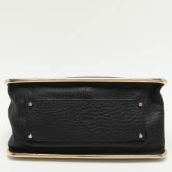 Pre Owned حقيبة كتف كلوي سالي بقلاب جلد أسود محبب متوسطة 