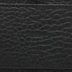 Pre Owned حقيبة كتف كلوي سالي بقلاب جلد أسود محبب متوسطة 