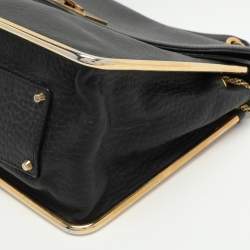 Pre Owned حقيبة كتف كلوي سالي بقلاب جلد أسود محبب متوسطة 