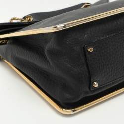 Pre Owned حقيبة كتف كلوي سالي بقلاب جلد أسود محبب متوسطة 
