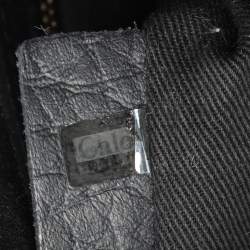 Pre Owned حقيبة كتف كلوي سالي بقلاب جلد أسود محبب متوسطة 