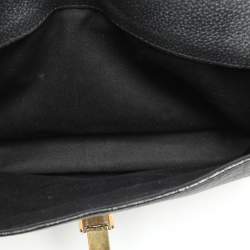 Pre Owned حقيبة كتف كلوي سالي بقلاب جلد أسود محبب متوسطة 