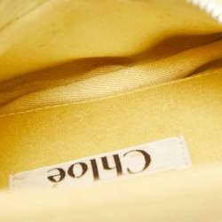 Pre Owned Chloe Yellow Fabric Embellished Crescent Hobo