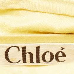 Pre Owned Chloe Yellow Fabric Embellished Crescent Hobo