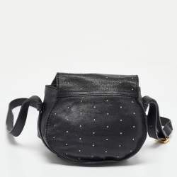 Pre Owned Chloe Black Leather Studded Mini Marcie Crossbody Bag