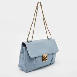 Chloe Light Blue Leather Large Elsie Shoulder Bag