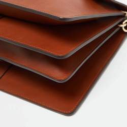 Pre Owned Chloe Brown Leather and Suede Faye Flap Shoulder Bag