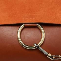 Pre Owned Chloe Brown Leather and Suede Faye Flap Shoulder Bag