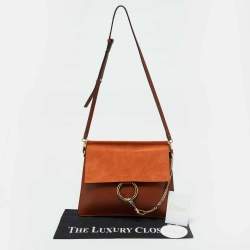 Pre Owned Chloe Brown Leather and Suede Faye Flap Shoulder Bag
