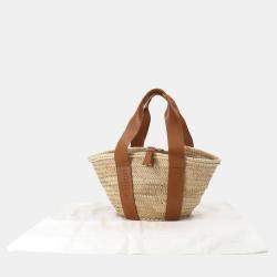 Chloe Raffia Leather Caramel Sense Medium Basket Hand Bag