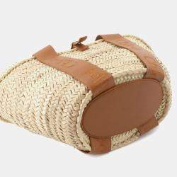 Chloe Raffia Leather Caramel Sense Medium Basket Hand Bag