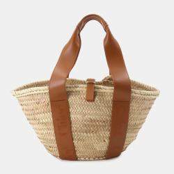 Chloe Raffia Leather Caramel Sense Medium Basket Hand Bag