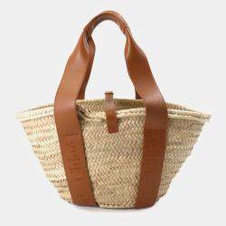Chloe Raffia Leather Caramel Sense Medium Basket Hand Bag