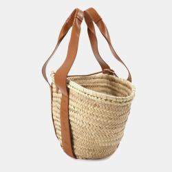 Chloe Raffia Leather Caramel Sense Medium Basket Hand Bag
