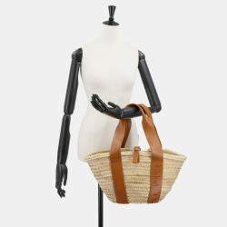 Chloe Raffia Leather Caramel Sense Medium Basket Hand Bag
