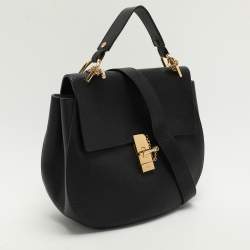 Pre Owned Chloe Black Leather Large Drew Top Handle Bag