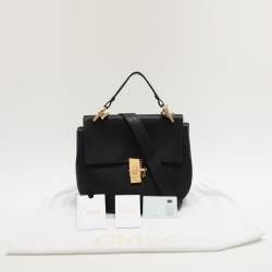 Pre Owned Chloe Black Leather Large Drew Top Handle Bag
