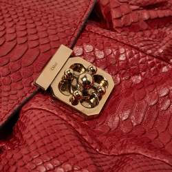 Pre Owned Chloe Red Python and Leather Elsie Top Handle Bag