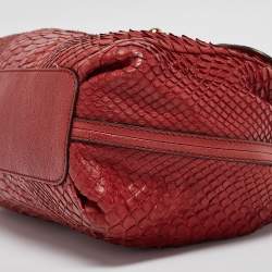 Pre Owned Chloe Red Python and Leather Elsie Top Handle Bag
