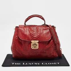 Pre Owned Chloe Red Python and Leather Elsie Top Handle Bag