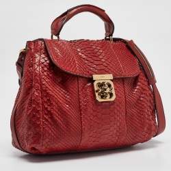 Pre Owned Chloe Red Python and Leather Elsie Top Handle Bag