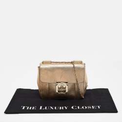 Pre Owned حقيبة كتف كلوي إلسي جلد أسود وجلد نعام صغيرة 