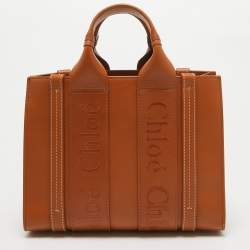 Pre Owned Chloe Brown Leather Small Woody Tote