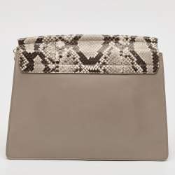 Chloe Beige/Brown Python and Suede Medium Faye Shoulder Bag