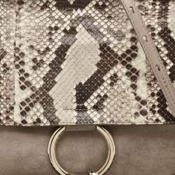 Chloe Beige/Brown Python and Suede Medium Faye Shoulder Bag