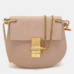 Pre Owned Chloe Beige Leather Small Drew Shoulder Bag