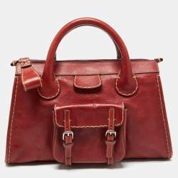 Chloe Red Leather Front Pocket Edith Satchel