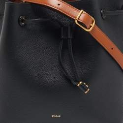 Chloe Black/Brown Leather Marcie Bucket Bag