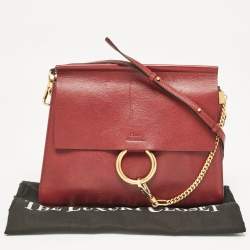 Chloe Red Leather Medium Faye Shoulder Bag