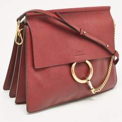 Chloe Red Leather Medium Faye Shoulder Bag