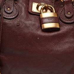Pre Owned Chloe Burgundy Leather  Large Paddington Shoulder Bag