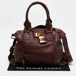 Pre Owned Chloe Burgundy Leather  Large Paddington Shoulder Bag