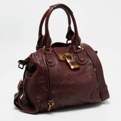 Pre Owned Chloe Burgundy Leather  Large Paddington Shoulder Bag